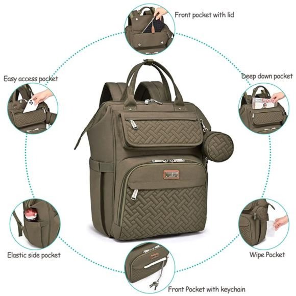 Diaper Bag Backpack, BabbleRoo Multifunction Large Baby Bags with Changing Pad - Picture 5 of 6